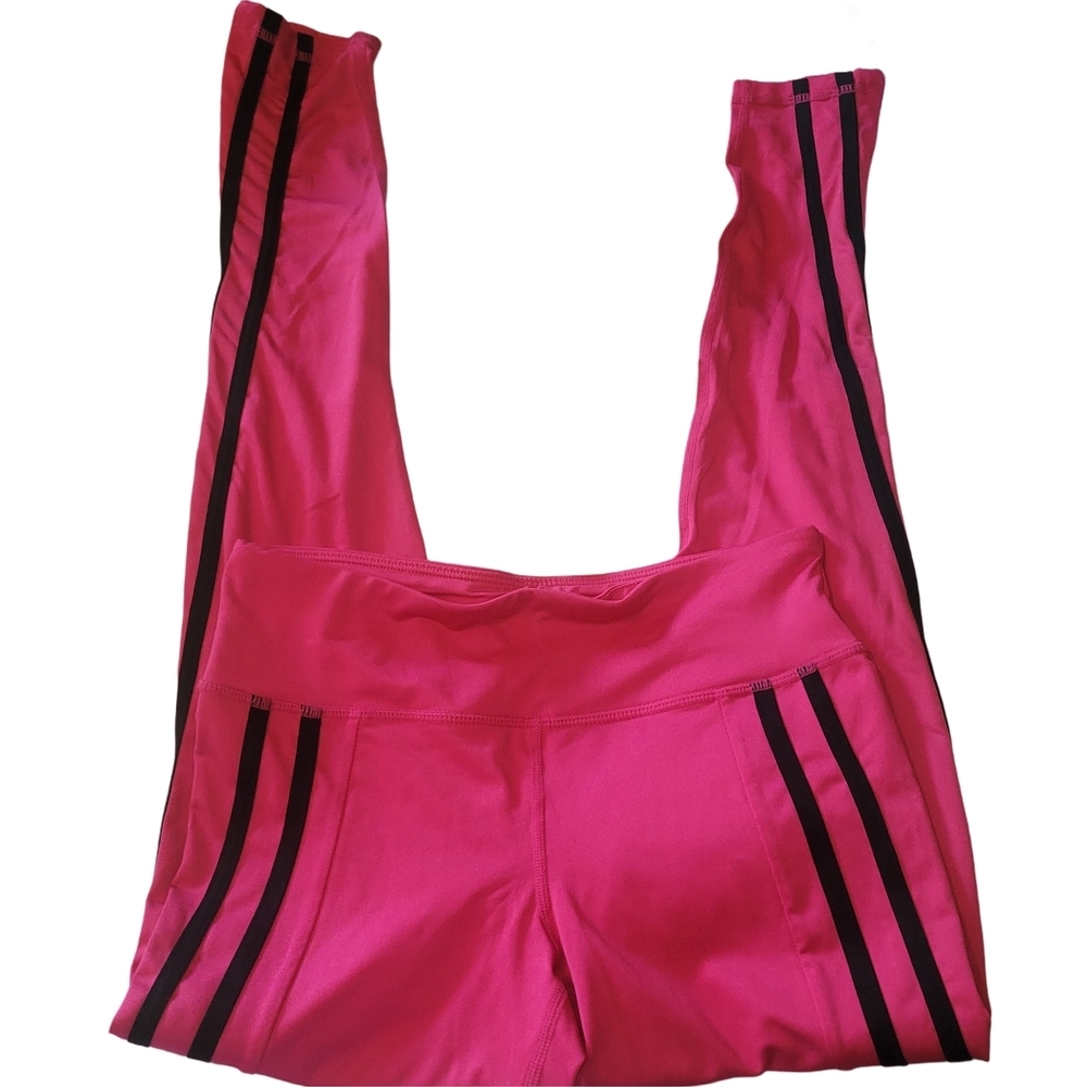 Yoshion Hot Pink Activewear Leggings With Black Stripes S